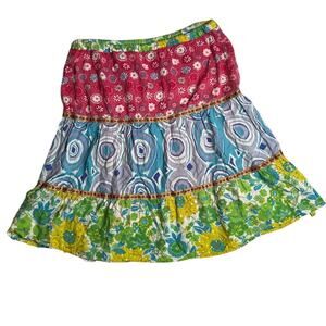 Y2K Passport Girl Skirt Sequins Multicolor Skirt 100% Cotton Size XL Women's